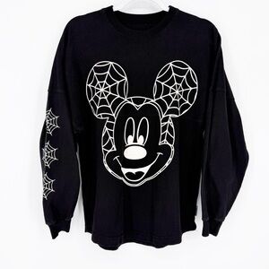 Disney Glow In The Dark Mickey Mouse Web Boo Black Spirit Jersey Size XS
